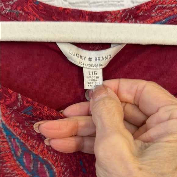 Lucky Brand Red Short Sleeve Blouse - Picture 2 of 7